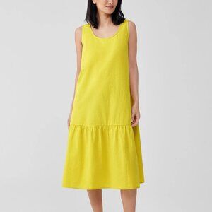 Eileen Fisher Women's $188 Organic Cotton Ripple Tiered Dress in Sunbeam size L